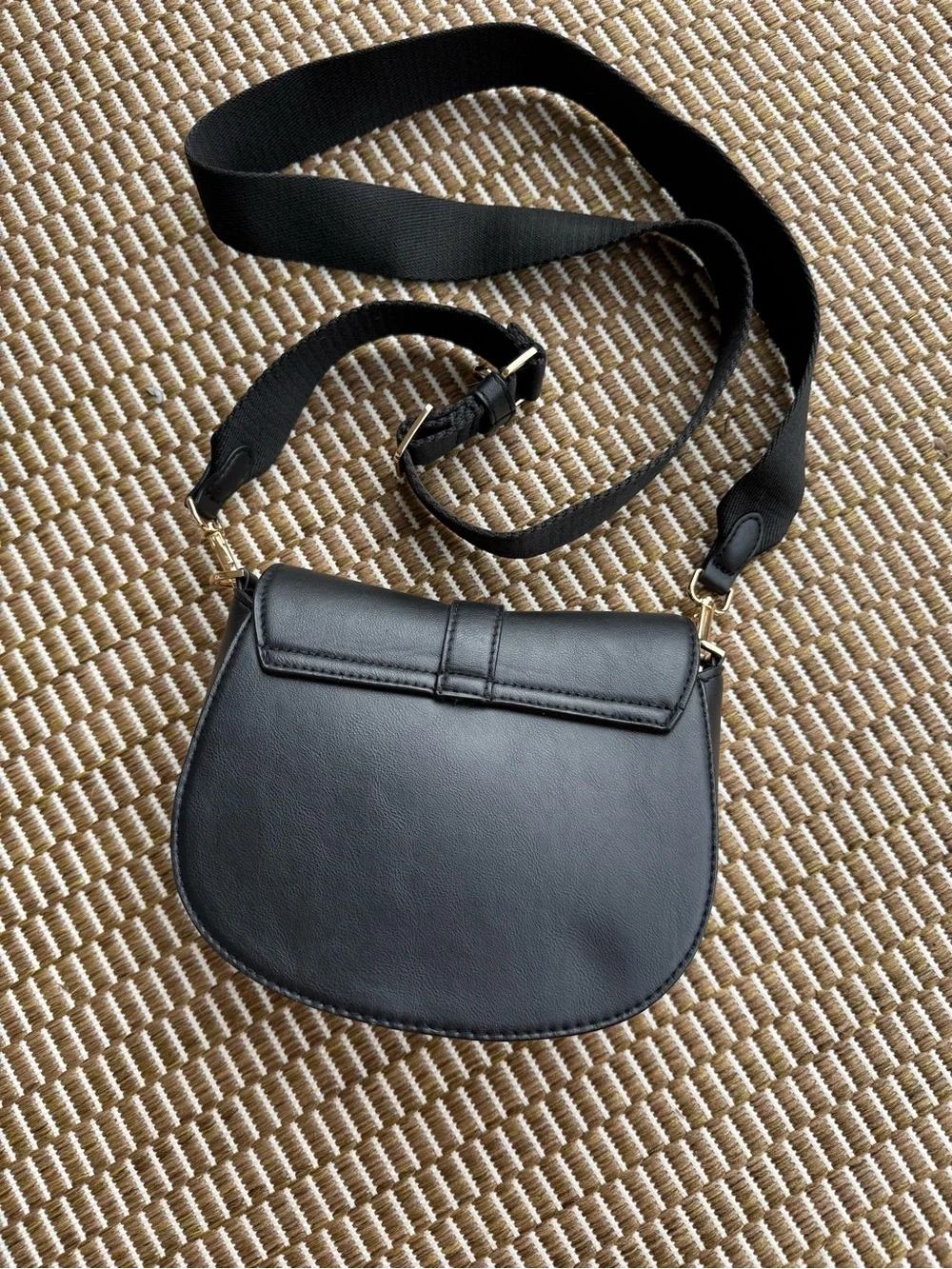 a new day Black Crossbody Saddle Bag with Gold Hardware